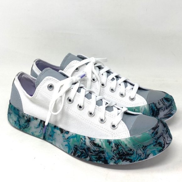 Converse Women's White Sneakers with Blue Marble Sole - Picture 4 of 11